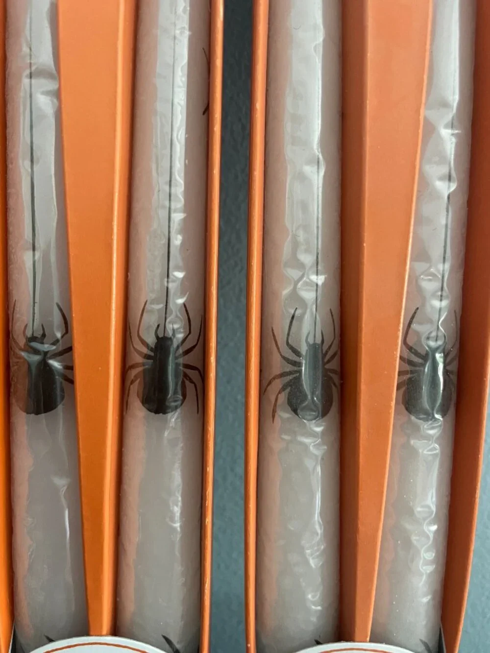 Martha Stewart Halloween White Black Spider Taper Candles 2 Sets